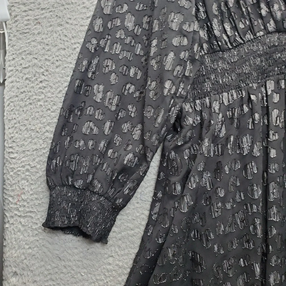 Michael Kors Maxi Dress Womens 3X Black Sparkly‎ Clip Jacquard Handkerchief-Hem